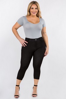Women's 5 Pocket Soft Knit Skinny Capri Jeggings style 4