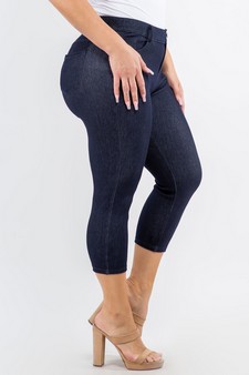 Women's 5 Pocket Soft Knit Skinny Capri Jeggings style 2