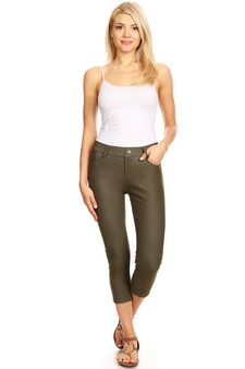 Women's Classic Solid Capri Jeggings (Large only) style 4