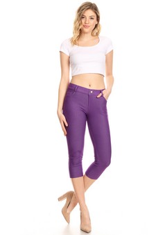 Women's Classic Solid Capri Jeggings (Large only) style 6