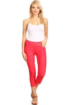 Women's Classic Solid Capri Jeggings (Large only) style 4