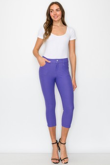 Women's Classic Solid Capri Jeggings (Large only) style 4