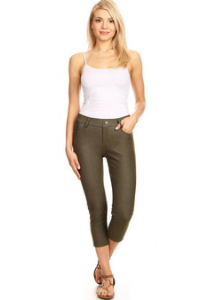 Women's Classic Solid Capri Jeggings (Medium only) style 4