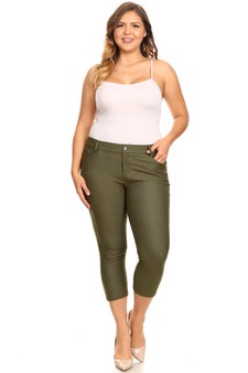 Women's Classic Solid Capri Jeggings (XXL only) style 4