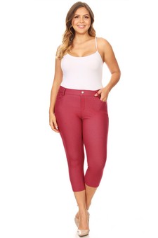 Women's Classic Solid Capri Jeggings (XXL only) style 4