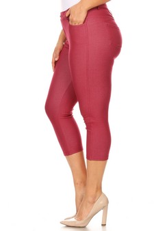 Women's Classic Solid Capri Jeggings (XXXL only) style 2