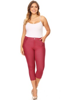 Women's Classic Solid Capri Jeggings (XXXL only) style 4