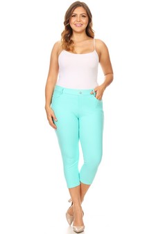 Women's Classic Solid Capri Jeggings (XXXL only) style 4