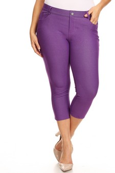 Women's Classic Solid Capri Jeggings style 6