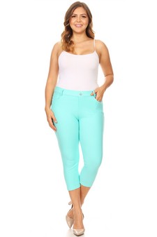 Women's Classic Solid Capri Jeggings style 4