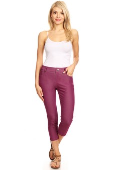 Women's Classic Solid Capri Jeggings style 4