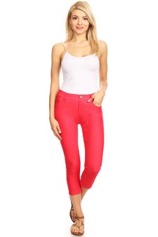 Women's Classic Solid Capri Jeggings style 4