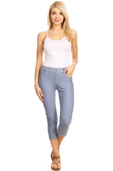 Women's Classic Solid Capri Jeggings style 4