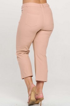 Women's Classic Solid Straight Leg Crop Pants style 2