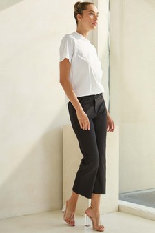 Women's Classic Solid Straight Leg Crop Pants style 4