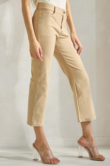 Women's Classic Solid Straight Leg Crop Pants style 3