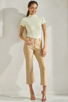 Women's Classic Solid Straight Leg Crop Pants style 5