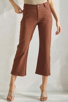 Women's Classic Solid Straight Leg Crop Pants style 4