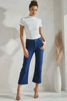 Women's Classic Solid Straight Leg Crop Pants style 4