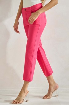 Women's Classic Solid Straight Leg Crop Pants style 3