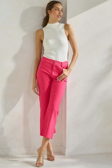 Women's Classic Solid Straight Leg Crop Pants style 5