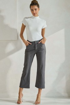 Women's Classic Solid Straight Leg Crop Pants style 5