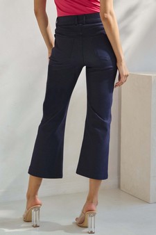 Women's Classic Solid Straight Leg Crop Pants style 2