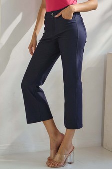 Women's Classic Solid Straight Leg Crop Pants style 3