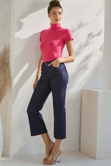 Women's Classic Solid Straight Leg Crop Pants style 4