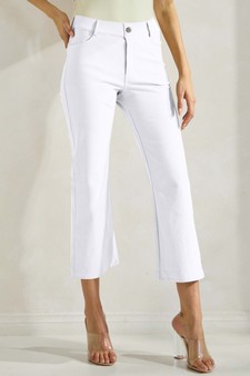 Women's Classic Solid Straight Leg Crop Pants style 4