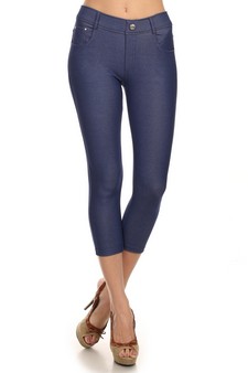 Women's Cotton-Blend 5-Pocket Skinny Capri Jeggings style 2