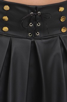 Skater Skort w-Gold buttons & lace up sides Black style 4