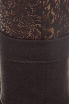 Gold Metallic Floral Cheetah Fleece Lined Leggings style 5