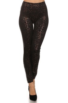 Women's Metallic Cheetah Fleece Lined Leggings style 2