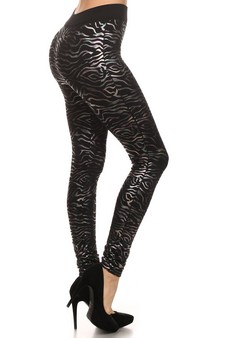 Women's Metallic Tiger Striped Fleece Lined Leggings style 2