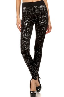 Women's Metallic Tiger Striped Fleece Lined Leggings style 3