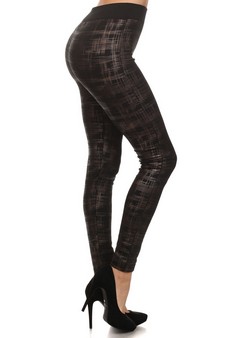 Scratchy Plaid Cross Hatch Leggings (Gold) style 2