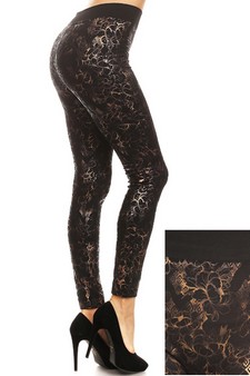 Women's Foil Print Tree and Ornament Seamless Fleece Lined Leggings -  Wondershop™ Black/Gold L/XL - ShopStyle