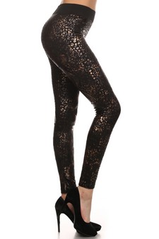 Women's Metallic Mixed Print Fleece Lined Legging style 2