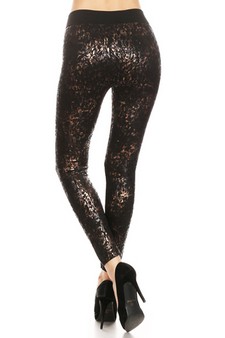 Women's Metallic Etched Cheetah Fleece Lined Leggings style 3