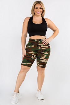 Women's Classic Camo-Print Peach Skin Biker Shorts style 4