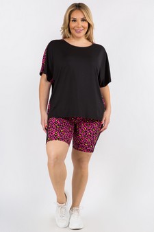 Women's Contrasting Leopard Printed Loungewear Shorts style 4