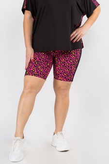 Women's Contrasting Leopard Printed Loungewear Shorts