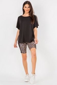 Women's Contrasting Leopard Printed Loungewear Shorts style 4