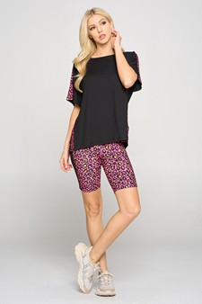 Women's Contrasting Leopard Printed Loungewear Shorts style 4