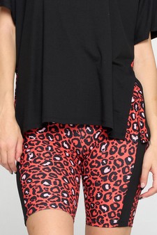 Women's Contrasting Leopard Printed Loungewear Shorts style 4