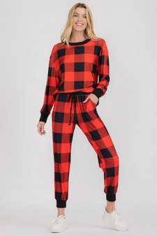 Women’s Decked Out In Plaid Christmas Loungewear Joggers style 4