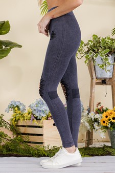 Lady's Distressed Vintage washed Seamless Tights style 2