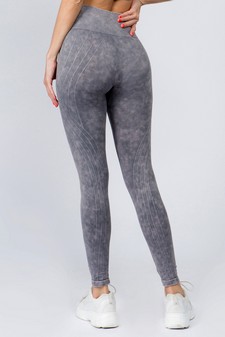 High Rise Stone Washed Vertically Curved Seamless Tights - Matching Top ACT627 style 5