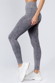 High Rise Stone Washed Vertically Curved Seamless Tights - Matching Top ACT627 style 6